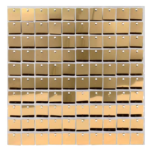 Easy Setup 24 Panel Square Sequin Shimmer Wall Panels for Party Decorations – Best Party Decor for Wedding, Anniversary, Birthday, Engagement and Bachelorette Parties (Light Gold, 24)