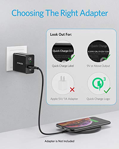 Anker Wireless Charger, 313 Wireless Charger (Pad), Qi-Certified 10W Max for iPhone 14/14 Pro/14 Pro Max/13/13 Pro Max, AirPods (No AC Adapter, Not Compatible with MagSafe Magnetic Charging)