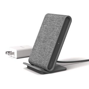 iottie ion wireless fast charging stand, qi-certified charger 7.5w for iphone xs max r 8 plus 10w for samsung s9 note 9, includes usb c cable & ac adapter, ash