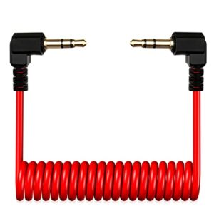cocomk trs cable,3.5mm trs to trs adapter microphone patch cable,1/8 aux cord trs audio converter patch cables,cameras coiled live streaming mic cord (red)