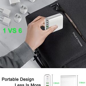 USB C Charger, 155W 6-Port Fast USB C Charging Station, Portable USB C Wall Charger, USB C Power Adapter for MacBook Pro/Air Series, iPhone 14/13/12/Mini/Pro/Pro Max, Samsung Galaxy Note, and More