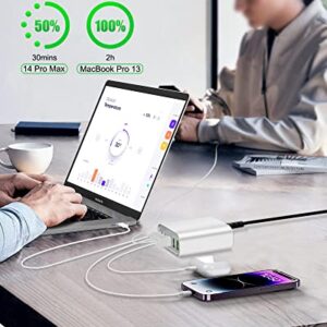 USB C Charger, 155W 6-Port Fast USB C Charging Station, Portable USB C Wall Charger, USB C Power Adapter for MacBook Pro/Air Series, iPhone 14/13/12/Mini/Pro/Pro Max, Samsung Galaxy Note, and More