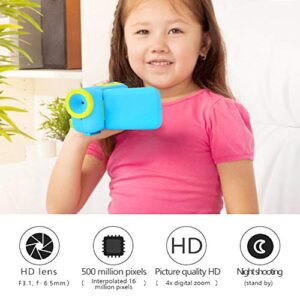tgoon child video camera, kids hd camera 1.77inch hd screen cute and bright color easy to operate practical for children birthday gift(blue)