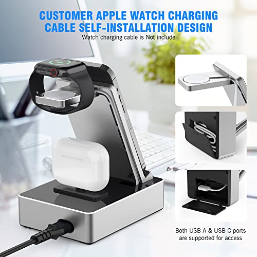 100W Aluminum Alloy Charging Station for Multiple Devices, 8 in 1 Wireless Charging Station, USB C Charging Station Compatible with iPhone 14Pro Max - 8, iWatch, AirPods Pro