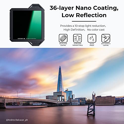 K&F Concept X PRO Square Filter Holder System Kit (Filter Holder + 95mm Circular Polarizer + Square ND1000 Filter + ND8 + ND64 + 4 Filter Adapter Rings) for Camera Lens