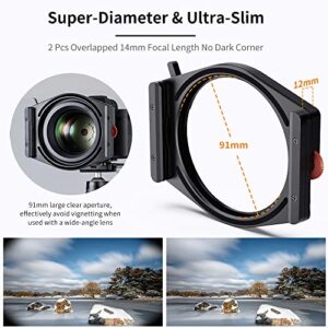 K&F Concept X PRO Square Filter Holder System Kit (Filter Holder + 95mm Circular Polarizer + Square ND1000 Filter + ND8 + ND64 + 4 Filter Adapter Rings) for Camera Lens