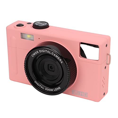 1080P FHD Micro Single Camera, 16X Digital Zoom, 24MP, 3 Inch LCD Display Monitor, PC Camera, Rechargeable Battery, Portable Video Camera with 1/4 Inch Screw Port 3.5mm External Microphone Port(Pink)