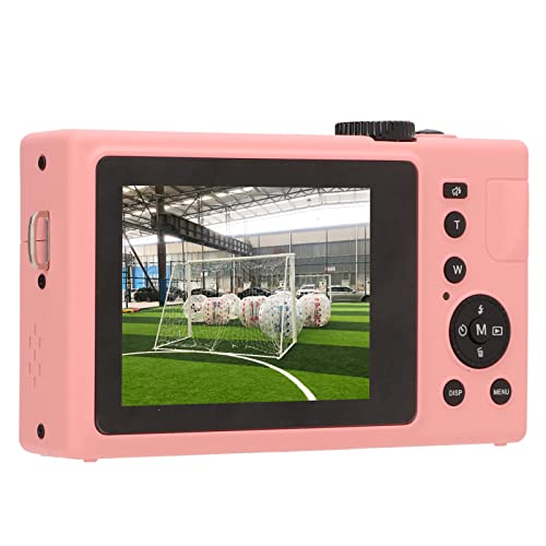 1080P FHD Micro Single Camera, 16X Digital Zoom, 24MP, 3 Inch LCD Display Monitor, PC Camera, Rechargeable Battery, Portable Video Camera with 1/4 Inch Screw Port 3.5mm External Microphone Port(Pink)