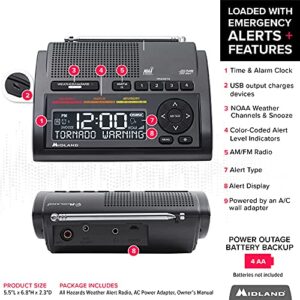 Midland - WR400, Deluxe NOAA Emergency Weather Alert Radio - S.A.M.E. Localized Programming, 80+ Emergency Alerts, & Alarm Clock w/ AM/FM Radio