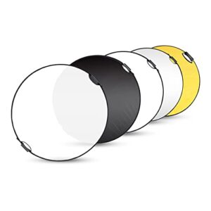 selens 43 inch (110cm) photography reflector, collapsible light reflector with carrying case, 5 in 1 reflector for photography photo studio lighting -translucent, silver, gold, white and black