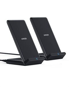 anker 2 pack 313 wireless charger (stand), qi-certified for iphone 14/14 pro/14 pro max/13/13 pro max, 10w fast-charging galaxy s20, s10 (no ac adapter)