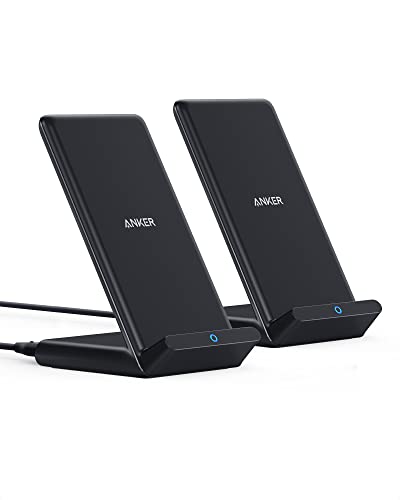 Anker 2 Pack 313 Wireless Charger (Stand), Qi-Certified for iPhone 14/14 Pro/14 Pro Max/13/13 Pro Max, 10W Fast-Charging Galaxy S20, S10 (No AC Adapter)