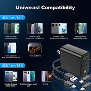 Adaptive USB C & USB A Fast Charger,38W Samsung Super Fast Charger Kit with 6ft Cable,Dual Port Rapid Charging Block forSamsung Galaxy S23 Ultra/S23/S23+/S22/S22 Ultra/S8/S9/S10 /S11