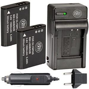 bm 2 li-90b, li-92b batteries and charger for olympus tough tg-6, tg-5, tg-tracker, sh-1, sh-2, sp-100 ihs, tough tg-1 ihs, tough tg-2 ihs, tough tg-3, tough tg-4, sh50 ihs, sh60, xz-2 ihs cameras