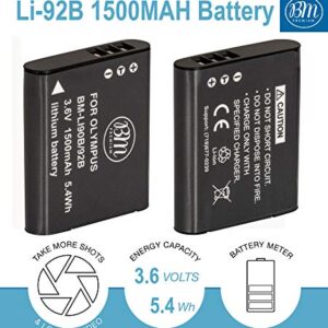 BM 2 LI-90B, LI-92B Batteries and Charger for Olympus Tough TG-6, TG-5, TG-Tracker, SH-1, SH-2, SP-100 IHS, Tough TG-1 iHS, Tough TG-2 iHS, Tough TG-3, Tough TG-4, SH50 iHS, SH60, XZ-2 iHS Cameras