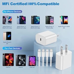 iPhone Fast Charger【Apple MFi Certified】, 20W USB C Wall Charger Block with 10FT Type C to Lightning Cable [2-Pack], Fast Charging Power Delivery Adapter for iPhone 14/13/12/11Pro Max/XR/SE/iPad