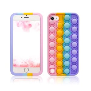 ipod touch 7 pop it case, kakotomy stress relief fidget toy push pop bubble sensory silicone cute design protective girls women case for apple ipod touch 5/6/7th generation