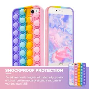 iPod Touch 7 Pop it Case, Kakotomy Stress Relief Fidget Toy Push Pop Bubble Sensory Silicone Cute Design Protective Girls Women Case for Apple iPod Touch 5/6/7th Generation