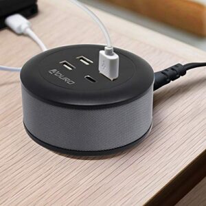 Aduro USB Charging Station for Multiple Devices [PowerUp Flair] Desktop Fast Charger 4-Port USB Hub for iPhone iPad Tablets Smartphones Black/Grey