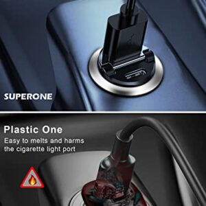 Smallest USB C Car Charger Fast Charge, SUPERONE 60W [Flush Fit] Aluminum Alloy Car Charger PD 30W & QC 30W Cigarette Lighter Compatible with iPhone 14 Pro Max/13/12/11, Samsung S22/S21, iPad, MacBook