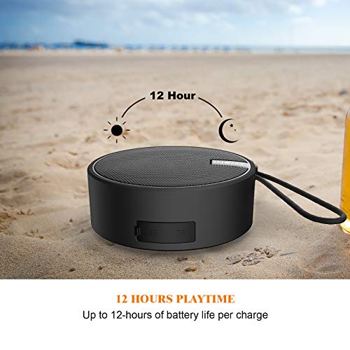 INSMY C12 IPX7 Waterproof Shower Bluetooth Speaker, Portable Wireless Outdoor Speaker with HD Sound, Support TF Card, Suction Cup for Home, Pool, Beach, Boating, Hiking 12H Playtime (Black)