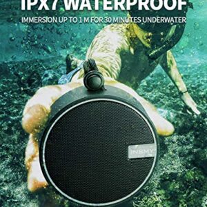 INSMY C12 IPX7 Waterproof Shower Bluetooth Speaker, Portable Wireless Outdoor Speaker with HD Sound, Support TF Card, Suction Cup for Home, Pool, Beach, Boating, Hiking 12H Playtime (Black)