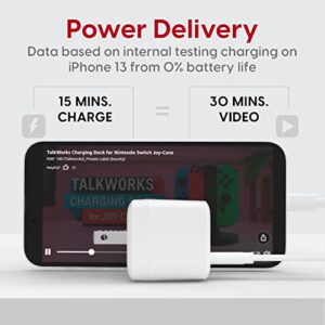 TALK WORKS USB-C Wall Charger Compatible w/iPhone 13/13 Pro/13 Pro Max/14/14 Plus/14 Pro/14 Pro Max, Laptop Computers - Single Port Fast Wall Charger Block Cube (White)