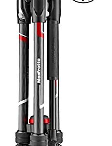 Manfrotto MVKBFRTC-LIVEUS Befree Live Carbon Fiber Video Tripod Kit with Fluid Head, M-Lock Twist Leg Locks, Black