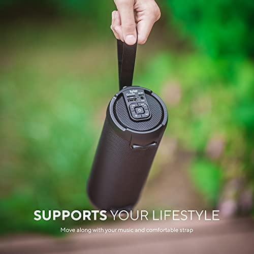 Tyler Wireless Bluetooth Speaker Water Resistant Long Range Rechargeable Boombox USB MP3 Micro SD AUX Inputs Fm Radio Sound & Bass Carry Strap Lightweight for Home Outdoor Stereo