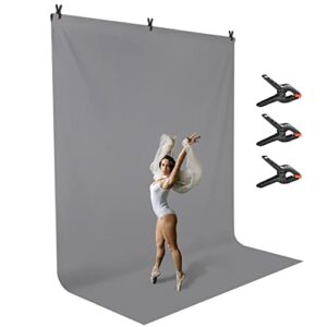 limostudio 9 feet x 13 feet professional photography background gray color, dimension, backdrop muslin with 3 heavy duty spring clip clamp, gray canvas, chromakey screen, agg2331