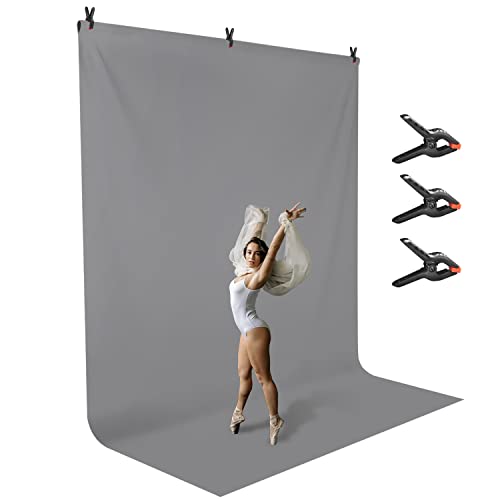 LimoStudio 9 feet X 13 feet Professional Photography Background Gray Color, Dimension, Backdrop Muslin with 3 Heavy Duty Spring Clip Clamp, Gray Canvas, Chromakey Screen, AGG2331