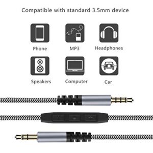 LANMU 3.5mm Audio Cable Aux Cord Compatible with Skullcandy Crusher, Hesh 3, Hesh 2, Hesh, Venue, Grind Headphones,Male to Male Headphone Wire Stereo Cable with Mic & Volume-4.6ft