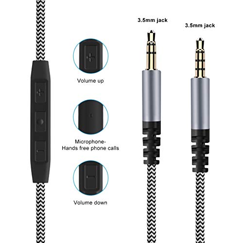 LANMU 3.5mm Audio Cable Aux Cord Compatible with Skullcandy Crusher, Hesh 3, Hesh 2, Hesh, Venue, Grind Headphones,Male to Male Headphone Wire Stereo Cable with Mic & Volume-4.6ft