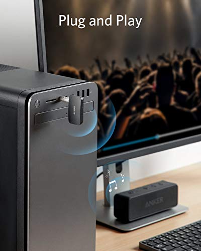 Anker Soundsync Bluetooth 5.0 Transmitter, 13-Hour Long Battery Life, aptX Low Latency, Dual Device Connection for TV, PC, CD Player, iPod / MP3 / MP4 Player, iPad/iPad Air/iPad Mini, and More