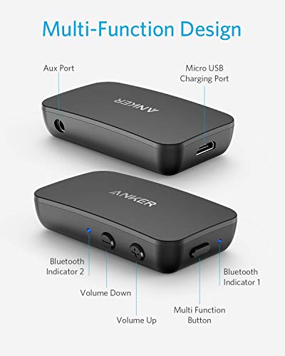 Anker Soundsync Bluetooth 5.0 Transmitter, 13-Hour Long Battery Life, aptX Low Latency, Dual Device Connection for TV, PC, CD Player, iPod / MP3 / MP4 Player, iPad/iPad Air/iPad Mini, and More