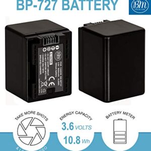 BM Premium BP-727 Battery and Charger for Canon Vixia HFR80, HFR82, HFR800, HFR30, HFR32, HFR300, HFR40, HFR42, HFR400, HFR50, HFR52, HFR500, HFR60, HFR62, HFR600, HFR70, HFR72, HFR700, HFM52, HFM500