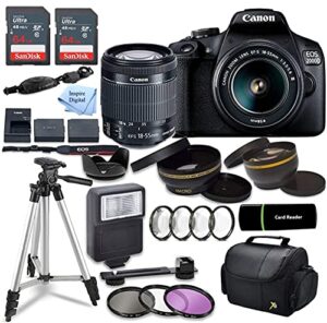 inspire digital- canon intl. canon eos 2000d (rebel t7) dslr camera wcanon ef-s 18-55mm f3.5-5.6 zoom lens + case + sandisk 128gb ultra memory card with inspire digital cloth (renewed)