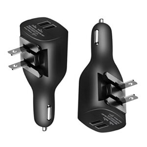 ndlbs 2pack usb car charger,2-in-1 portable usb car charger with foldable plug wall charger compatible with iphone x xr xs 7 8 plus note 8 9 galaxy s8 s9 plus lg pixel