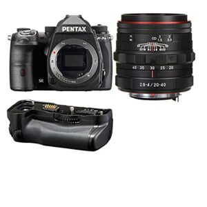 pentax k-3 mark iii aps-c-format dslr camera black with hd da 20-40mm f2.8-4 ed limited dc wr zoom lens, black d-bg8 battery grip, black