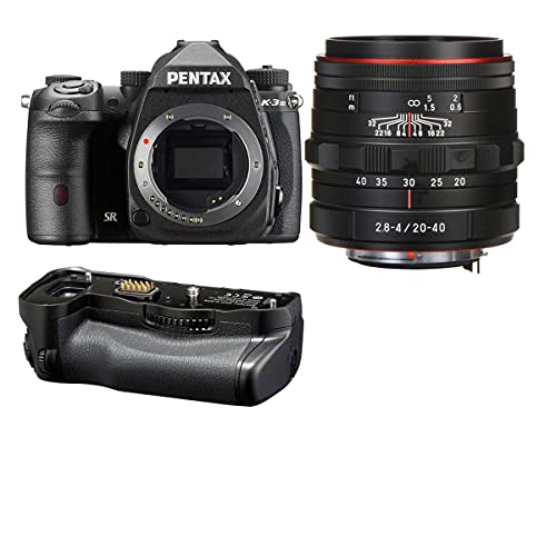 Pentax K-3 Mark III APS-C-Format DSLR Camera Black with HD DA 20-40mm F2.8-4 ED Limited DC WR Zoom Lens, Black D-BG8 Battery Grip, Black