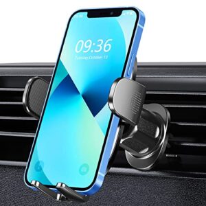 ruiwwo phone mount for car, hands free cell phone holder car, [upgraded vent clip] universal air vent car phone holder mount compatible with iphone 14 pro max/13 pro/12/11, samsung galaxy s20/note 10