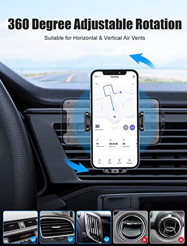 Ruiwwo Phone Mount for Car, Hands Free Cell Phone Holder Car, [Upgraded Vent Clip] Universal Air Vent Car Phone Holder Mount Compatible with iPhone 14 Pro Max/13 Pro/12/11, Samsung Galaxy S20/Note 10