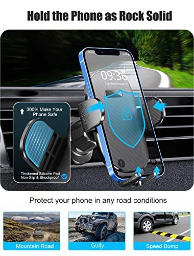 Ruiwwo Phone Mount for Car, Hands Free Cell Phone Holder Car, [Upgraded Vent Clip] Universal Air Vent Car Phone Holder Mount Compatible with iPhone 14 Pro Max/13 Pro/12/11, Samsung Galaxy S20/Note 10