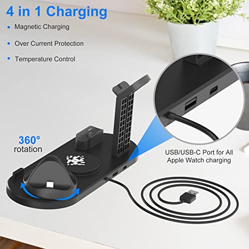 Wireless Charger 4 in 1 Magnetic Charging Station for All Apple Watch Series,Airpods 3/2/1 Airpods Pro 2/1 Charging Dock for iPhone 14/14 Plus/13/12/11 Pro/Pro Max/X/Xs Max