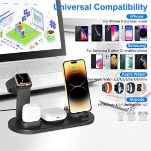 Wireless Charger 4 in 1 Magnetic Charging Station for All Apple Watch Series,Airpods 3/2/1 Airpods Pro 2/1 Charging Dock for iPhone 14/14 Plus/13/12/11 Pro/Pro Max/X/Xs Max