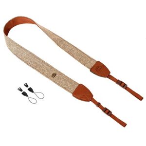 WANBY Camera Strap Brown Canvas Neck Shoulder Strap with Quick Release Buckles for DSLR SLR