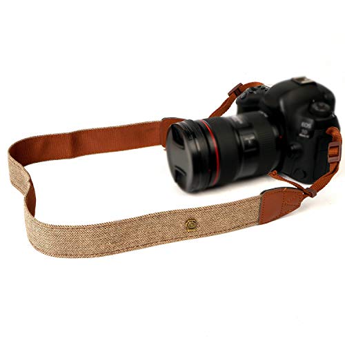 WANBY Camera Strap Brown Canvas Neck Shoulder Strap with Quick Release Buckles for DSLR SLR