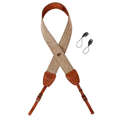 WANBY Camera Strap Brown Canvas Neck Shoulder Strap with Quick Release Buckles for DSLR SLR