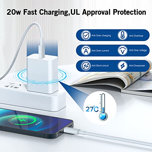 iPhone Fast charger, 20W[Apple MFi Certified] USB Type C Fast Charging Block Power Delivery Apple Fast Charger Lightning Charger with 3.3ft Lightning Cable for iPhone 13 Pro Max Mini 12 Pro 11 XS X XR