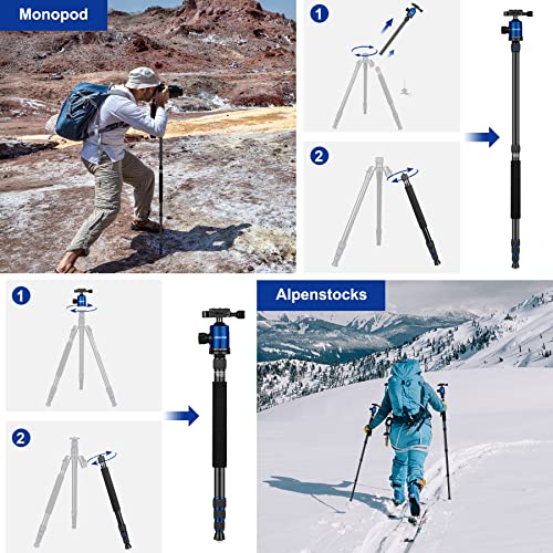 Camera Tripod, 80/84 inches Heavy Duty Tripod for Camera and Phone, 82" Camera Monopod Tripod, DSLR Binoculars Spotting Scope Camcorders Video Tripod Stand, 360 Degree Ball Head, 35 lbs Loads